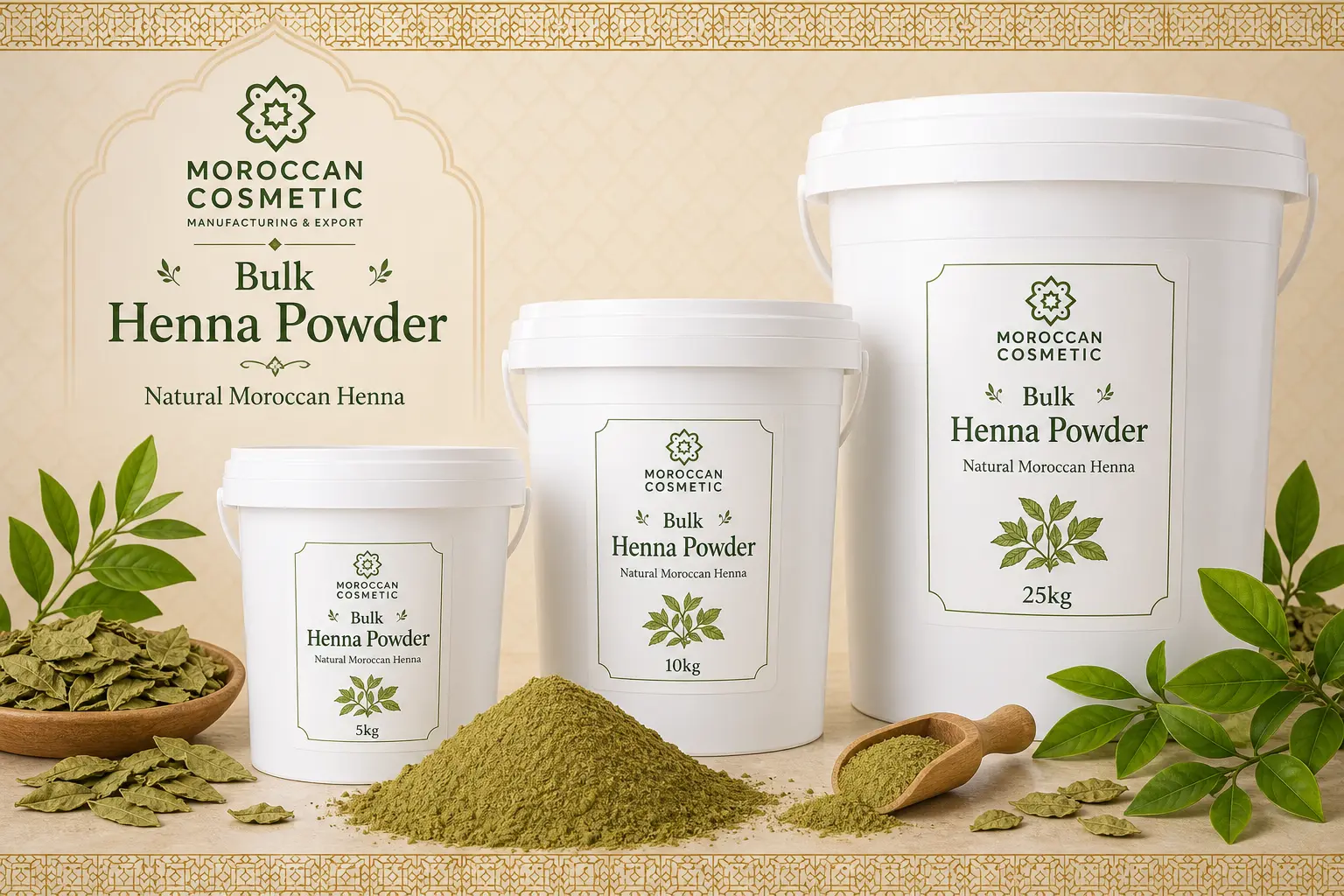 Moroccan cosmetic powders including henna and ghassoul